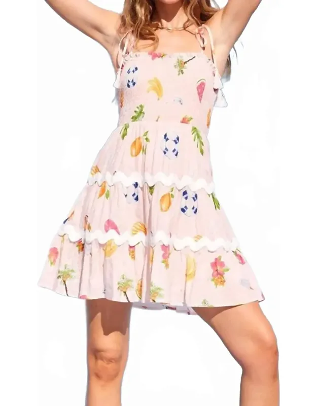 Pool Party Printed Lace Trim Dress
