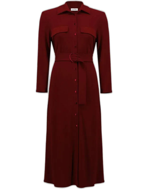 Moss Crepe And Satin Straight Shirt Dress