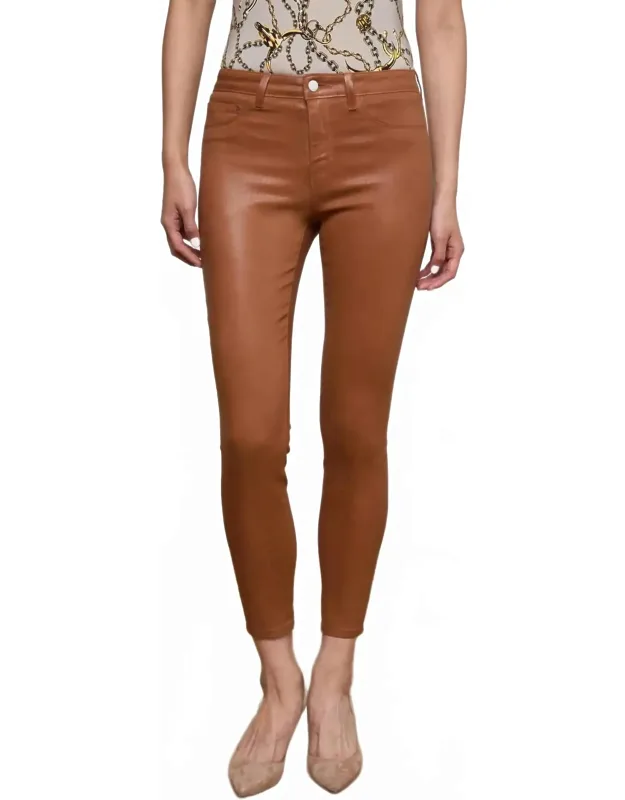 High Rise Coated Skinny Pants