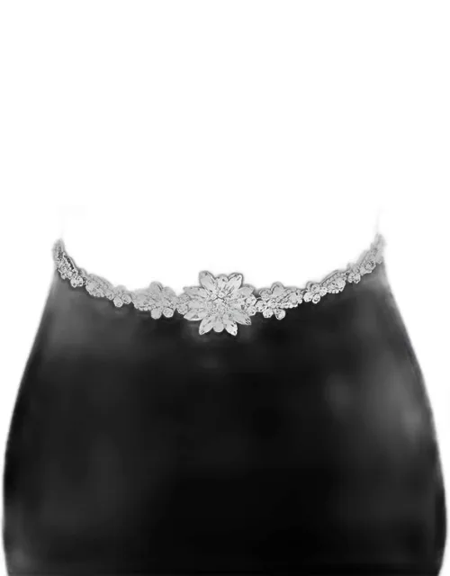 Felt Back Flower Centered Sash Ribbon Bridal Wedding Accessory