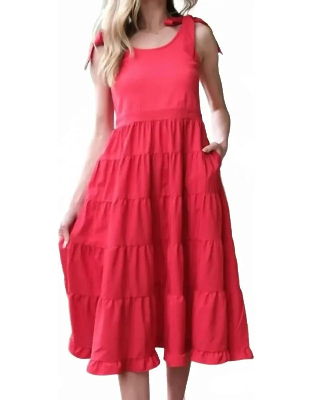 Shoulder Tie Tiered Maxi Dress