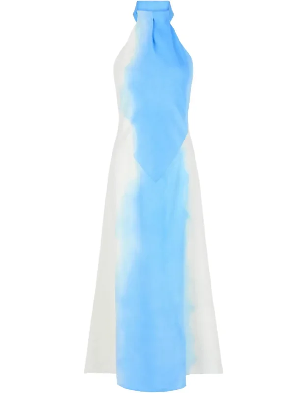 Abstract-print Halterneck Dress
