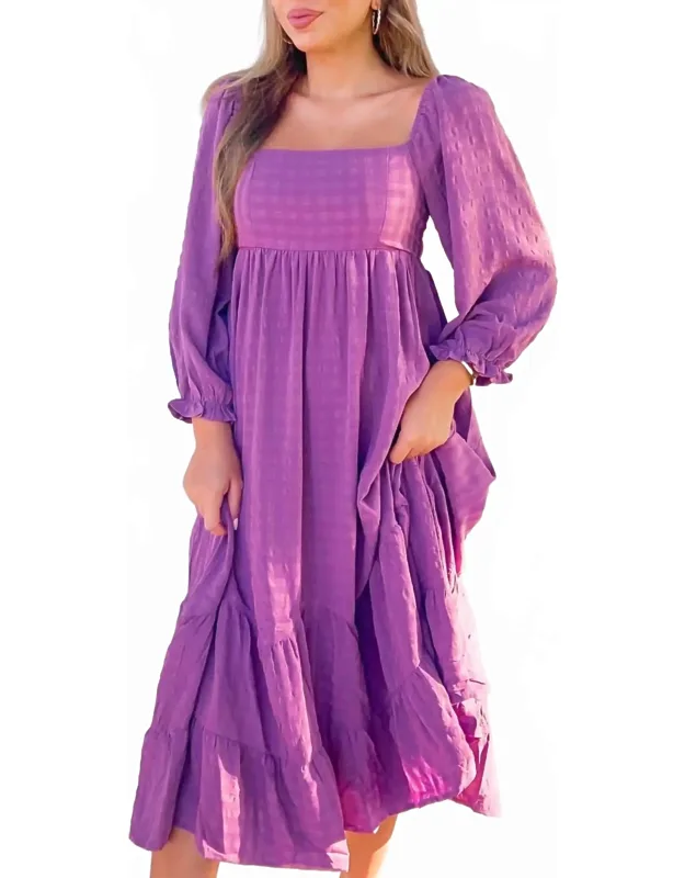 Puff Sleeve Midi Dress