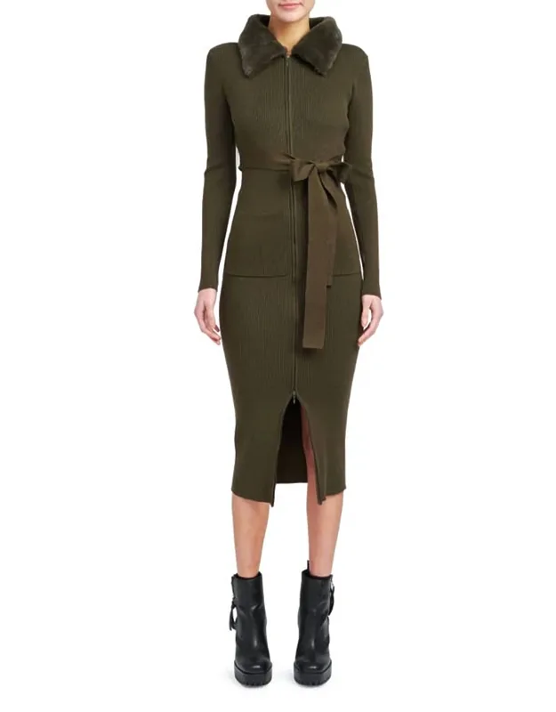 Long Sleeve Belted Midi Dress
