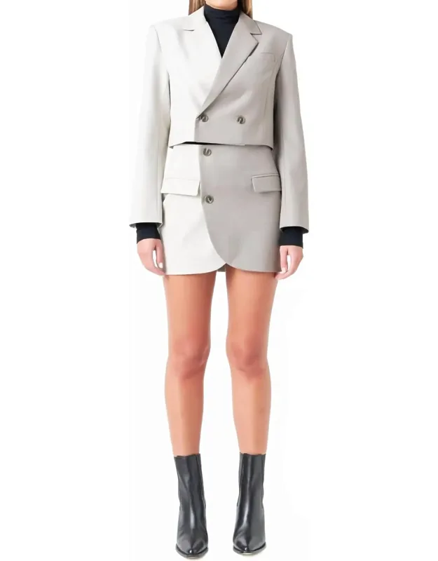 Cropped Colorblock Blazer