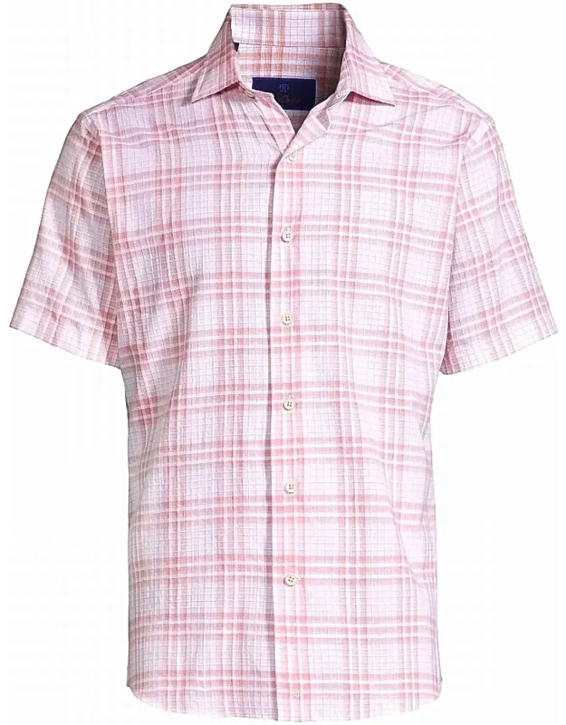 Textured Plaid Short Sleeve Shirt