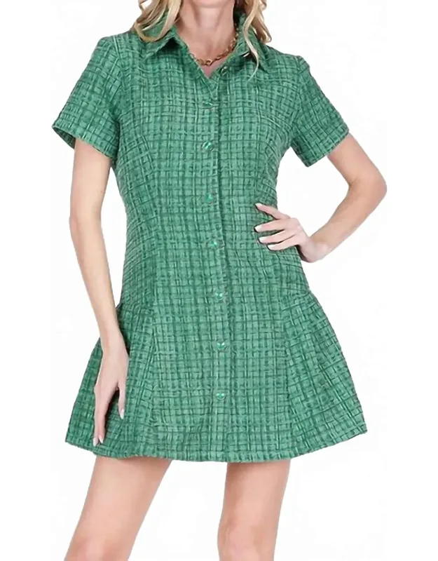 Pleated Hem Button Dress