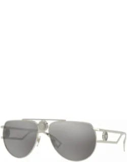 Sunglasses Aviator Full Rim, Pale Gold Frame And Light Grey Mirror Silver Lens Ve222512526g