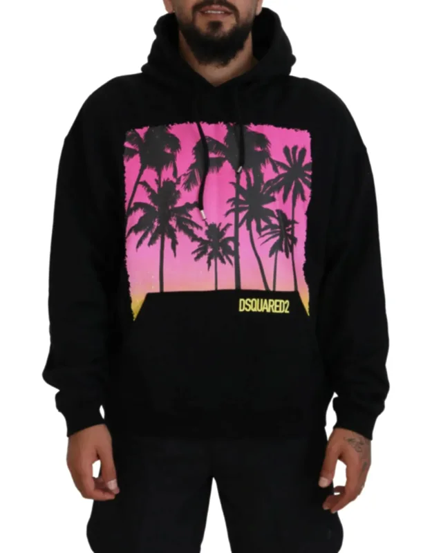 Cotton Hooded Printed Pullover Sweater (pre-owned)