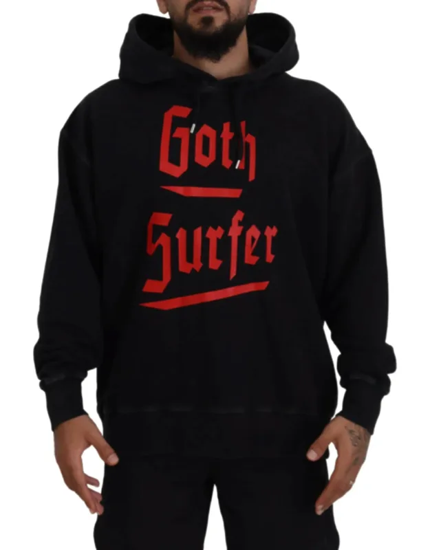 Cotton Hooded Printed Pullover Sweater