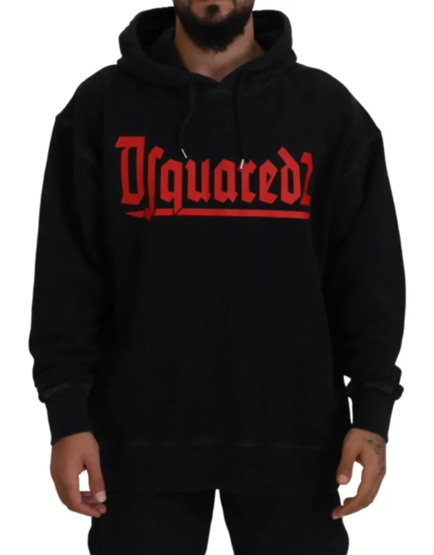 Cotton Hooded Printed Pullover Sweater (pre-owned)