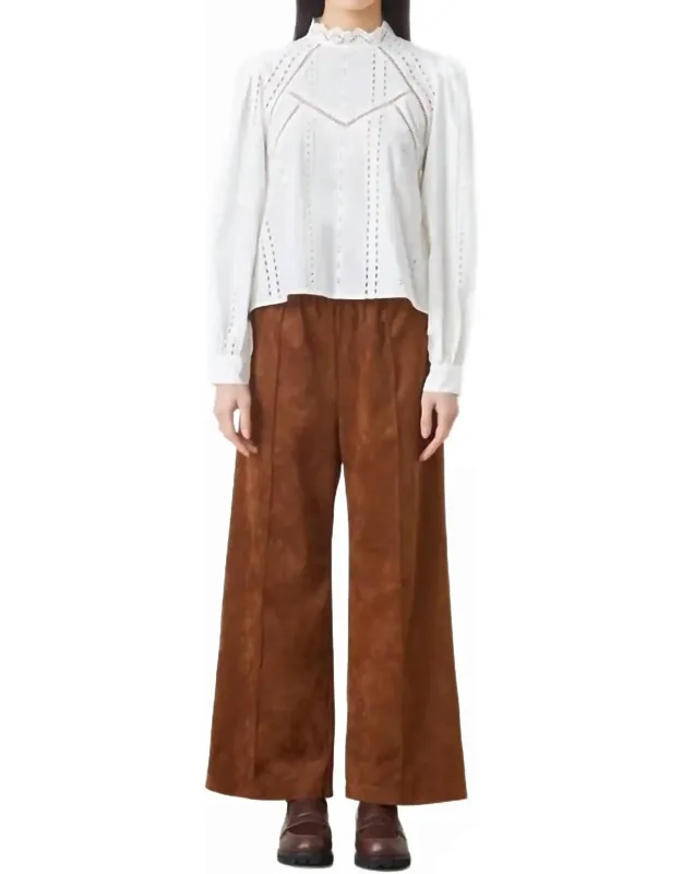Wide Leg Vegan Suede Pants