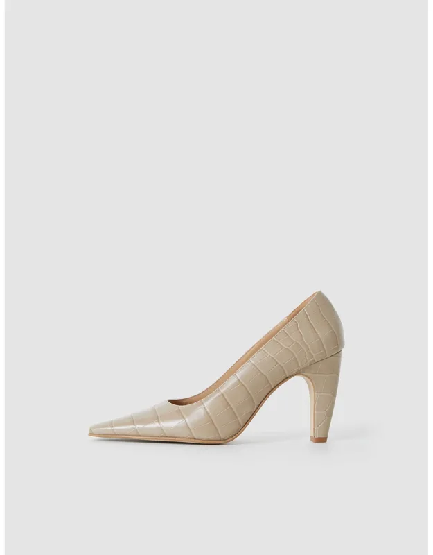 Croc Leather High Heel Shoes