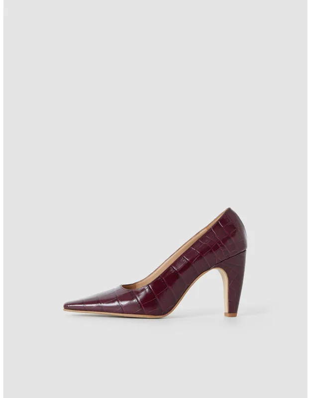 Croc Leather High Heel Shoes
