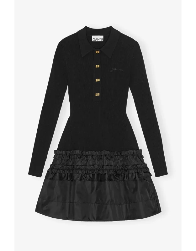 Rib Knit Ruffle Mini Dress
