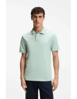 Boss Stretch-cotton Slim-fit Polo Shirt With Logo Patch, Crafted In Sporty Piqué