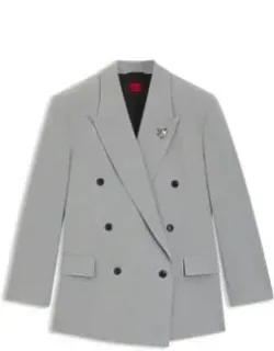 Relaxed-fit Blazer With Enamel Flower Brooch