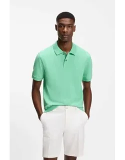 Boss Pallas Polo Shirt In Cotton Piqué With Sporty Design And Embroidered Branding - Light Green Polo Shirt