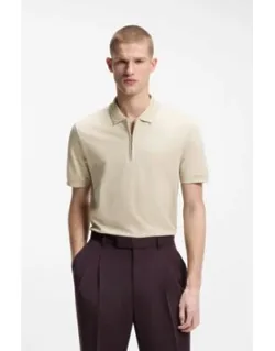 Zip-placket Polo Shirt In A Cotton Blend