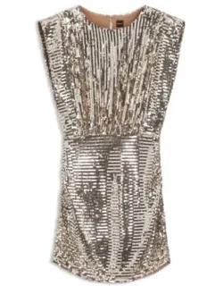 Shoulder-pad Dress With Sequins