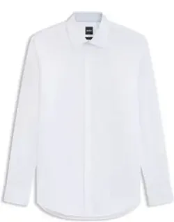 Easy-iron Slim-fit Shirt In Cotton Poplin With Softening Finish And Inner Fabric Contrasts