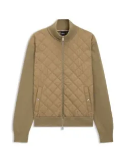 Quilted-front Jacket In Knitted Wool
