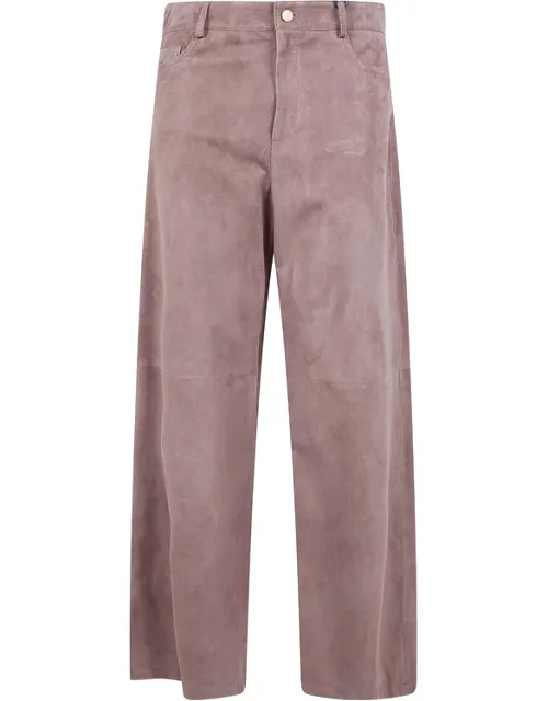Pocketed Leather Straight Trousers