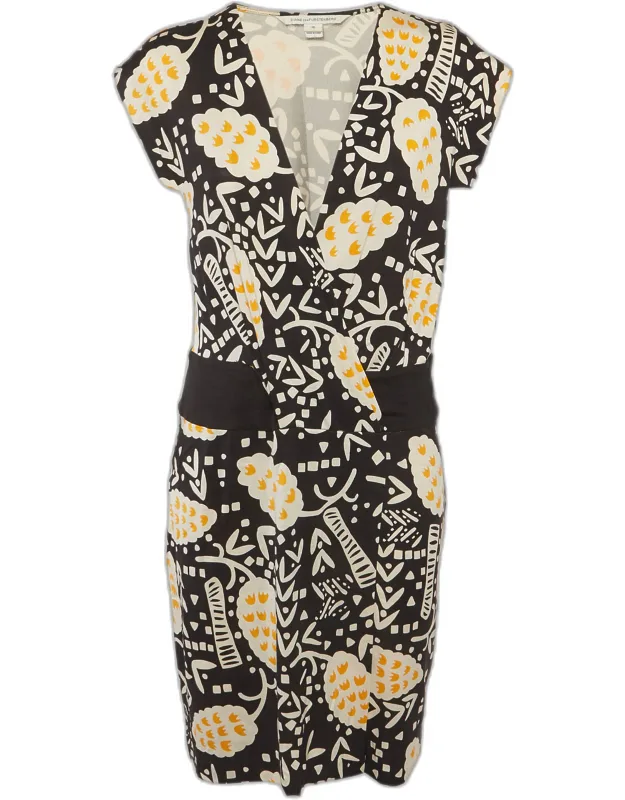 Abstract Print Jersey Wrap Mini Dress