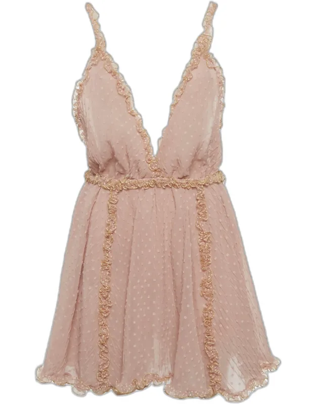 Swiss Dot Chiffon Frill Mini Dress