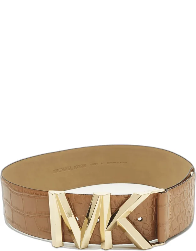 Waist Belt Crocodile Embossed Leather