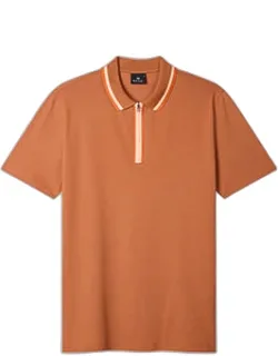 Contrast Tipping Zip Polo Shirt