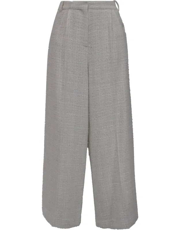 Wide-leg Tweed Trousers