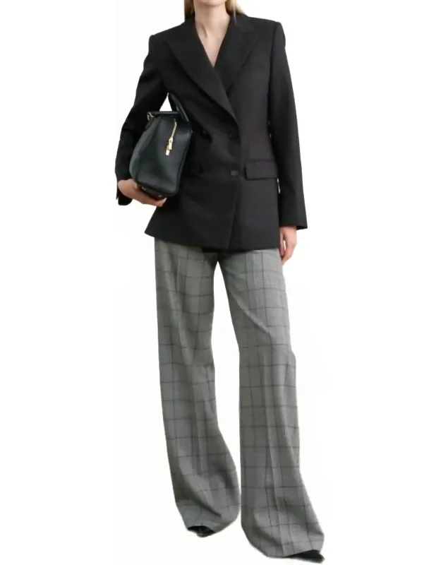 Relaxed High-rise Pants In Plaid