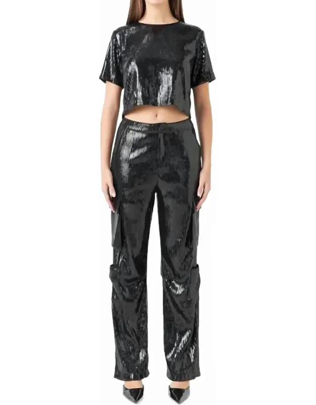 Sequined Cargo Pants
