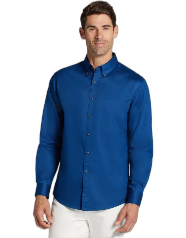 Tailored Fit Solid Twill Casual Shirt