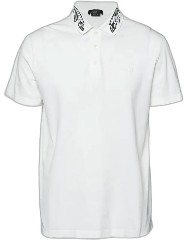 Floral Embroidered Collar Pique Polo T-shirt