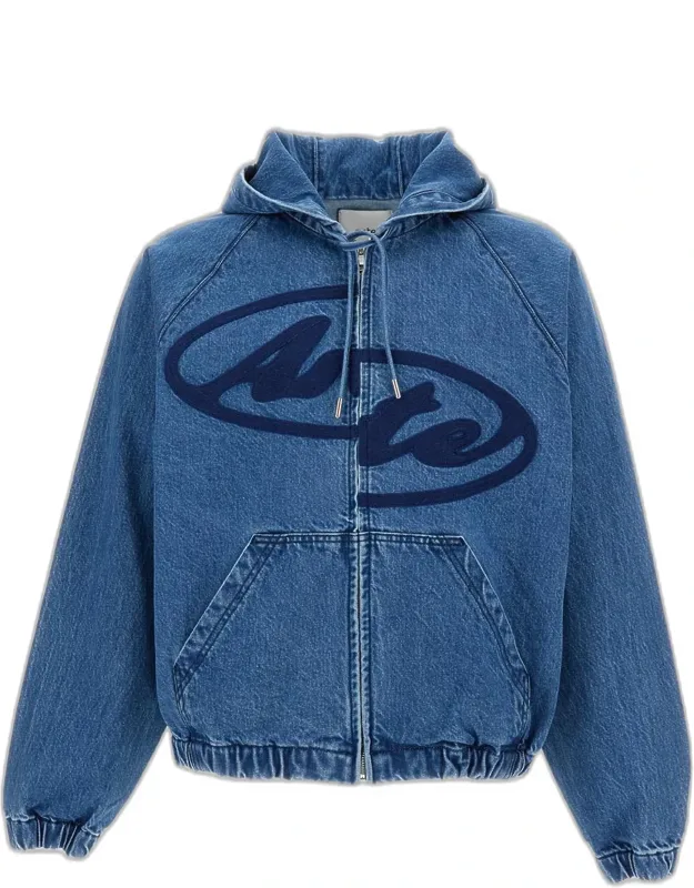 Denim Jacket With Logo And Hood