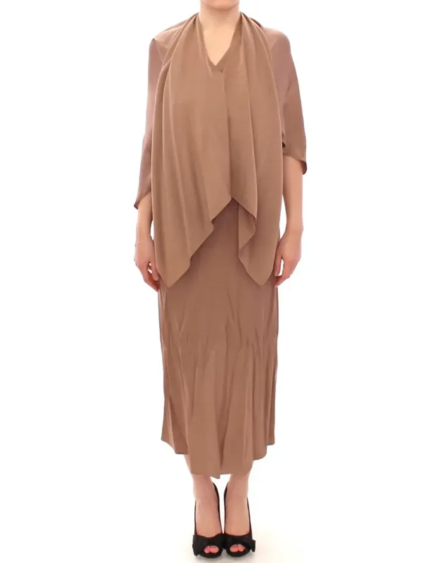 Draped Silk Sheath Shift Cocktail Dress