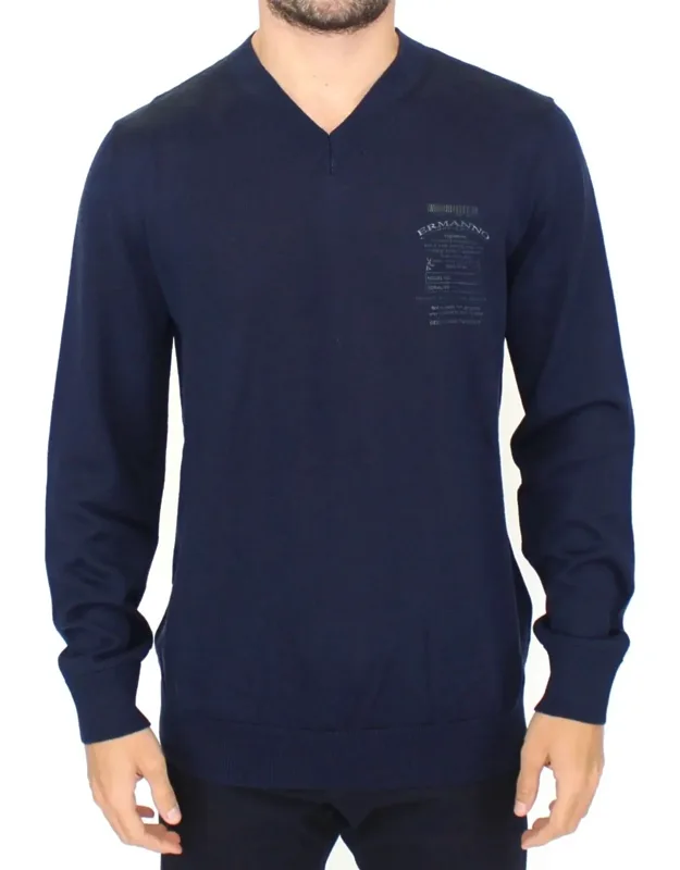 Wool Blend V-neck Pullover Sweater