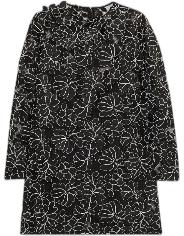 Floral Lace Long-sleeve Mini Dress