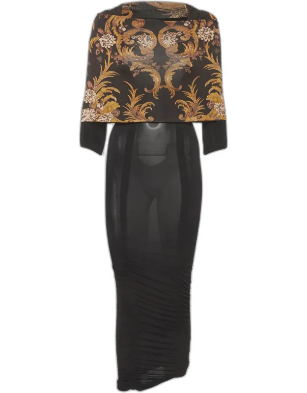 Floral Print Jersey Ruche Midi Dress