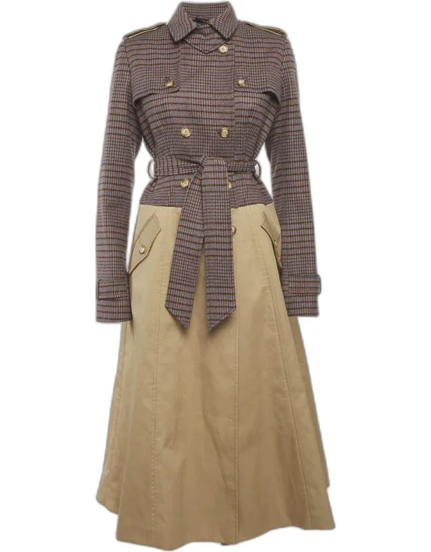 Plaid Print Trench Coat