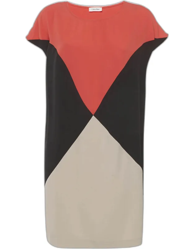 Multicolour Crepe Colour Block Shift Dress
