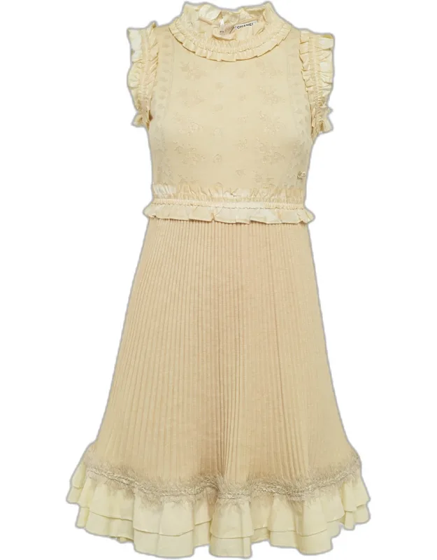 Rib Knit Fringed Trim Mini Dress