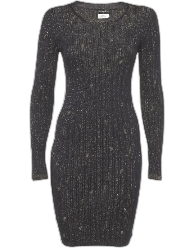 Lurex Rib Knit Short Dress