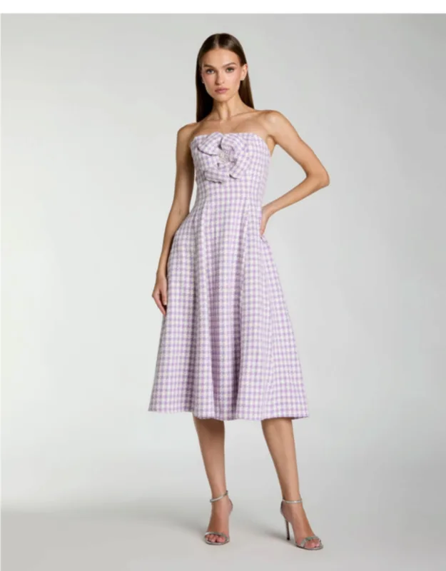 Embellished Boucle Strapless Midi Dress