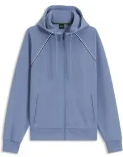 Piping-detail Zip-up Hoodie In A Cotton Blend