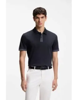 Striped-trim Polo Shirt In Mercerised Cotton