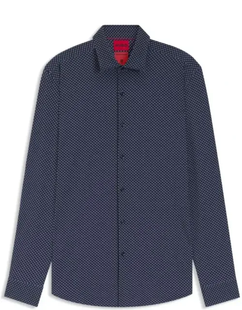 Printed Slim-fit Shirt In Performance-stretch Jersey, Great For Business Looks