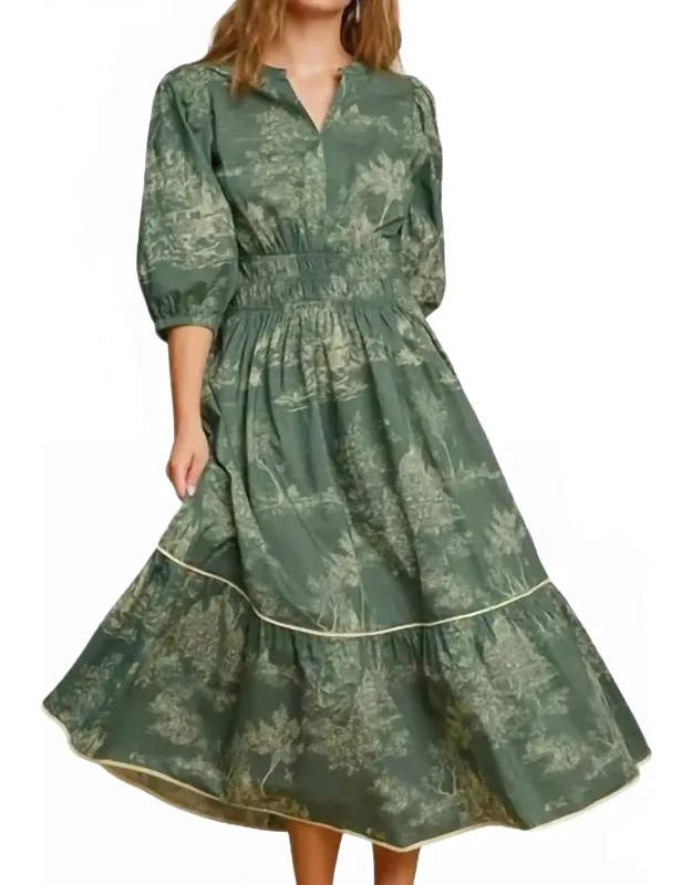 Printed Midi Dress